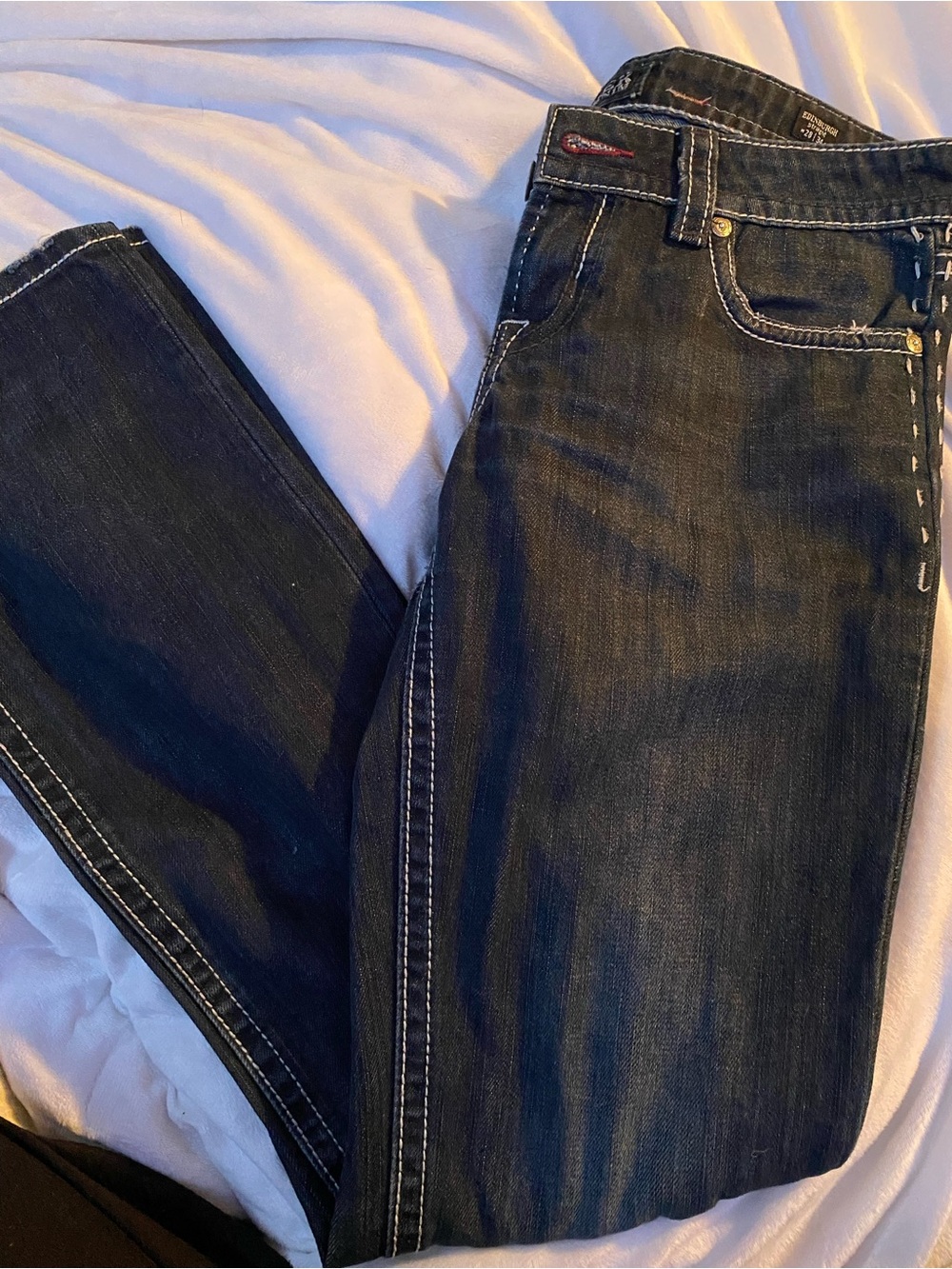 Men's Slim Straight Jeans in Dark Blue Denim